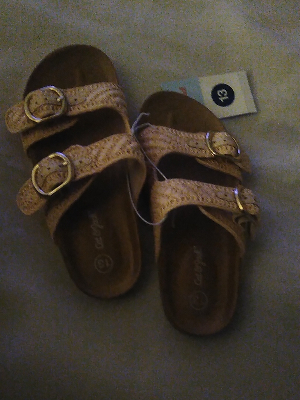 New Cat & Jack Kids' Double-Buckle Slide Sandals Size 13.